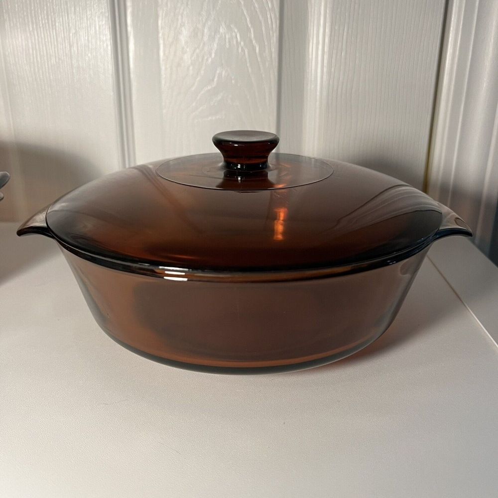 Casserole Oven Ware 8.25" Anchor Hocking 1.5 QT Smoked Glass Vintage